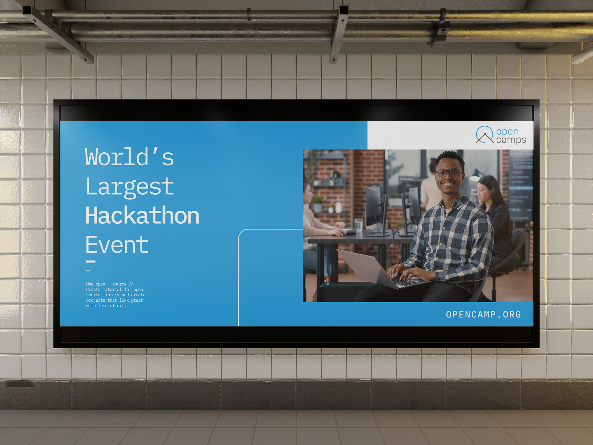 Open Camps World's Largest Hackathon Event subway billboard