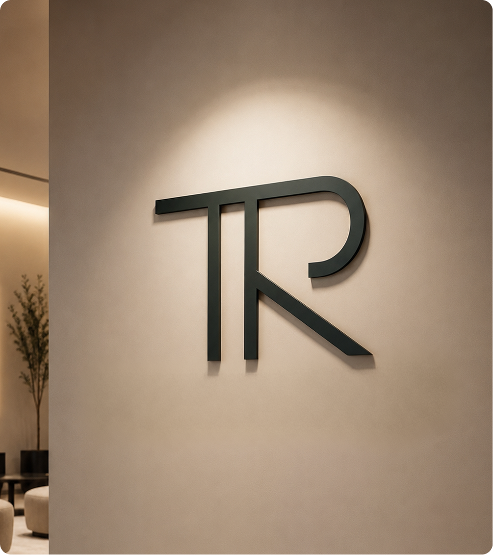 TR Capital 3D logo signage on wall